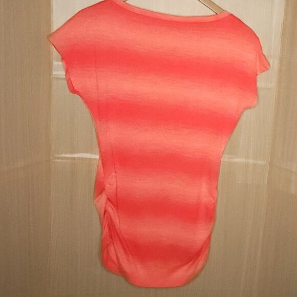 Reebok Orange Striped Athletic Ruched Tunic Top Small - Picture 2 of 5